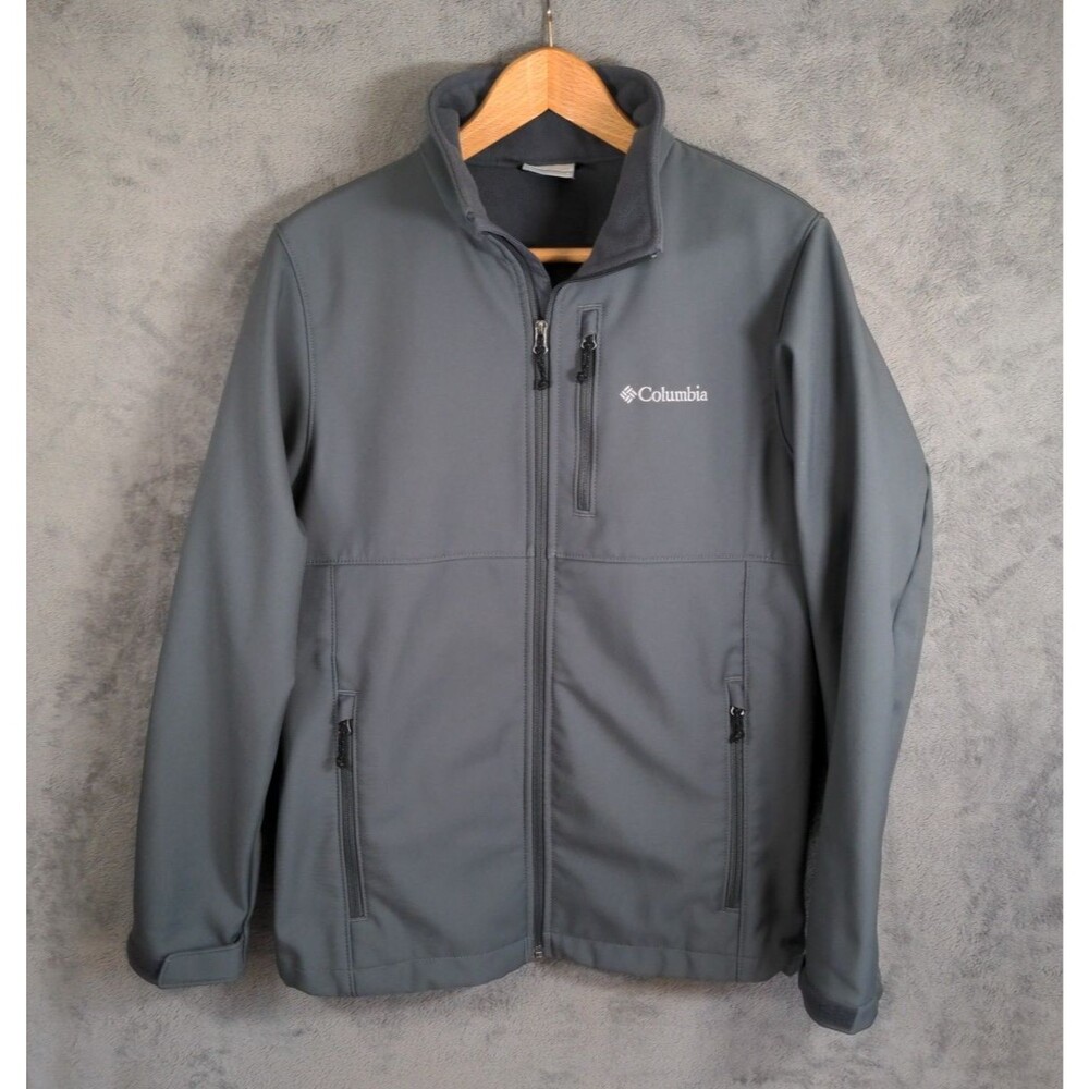 Columbia Jacket Men's S Gray Ascender Softshell Full Zip Fleece Lined Gorpcore